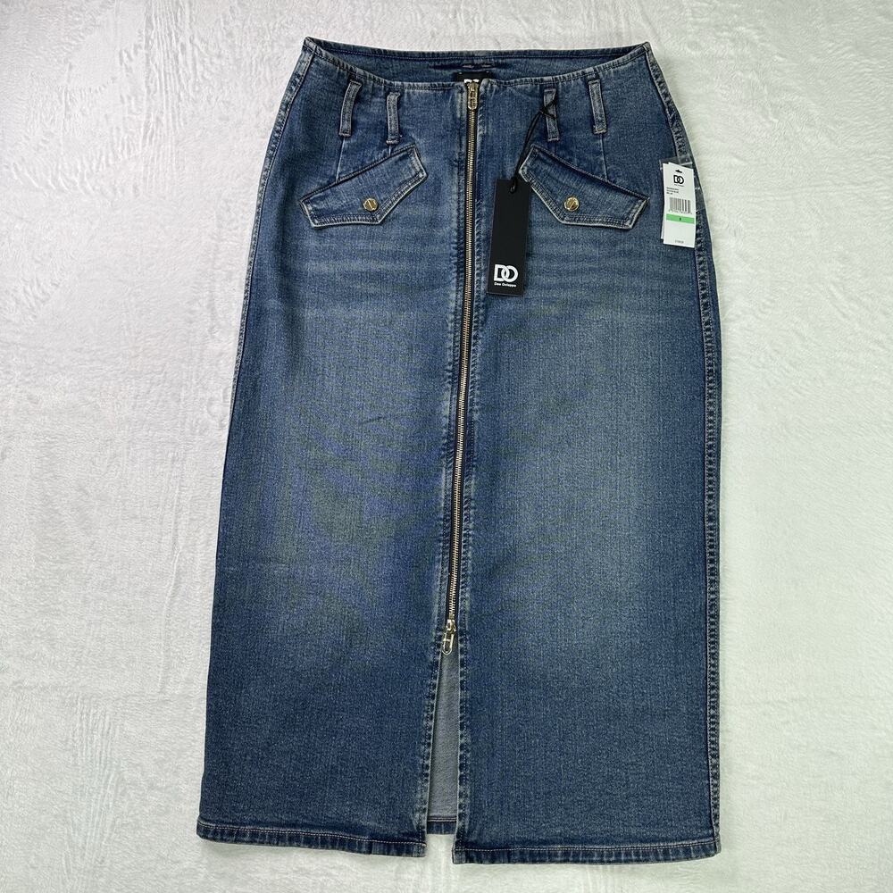 Dee Ocleppo Millie Front Zip Blue Denim Skirt Women’s Size 8 NWT $109